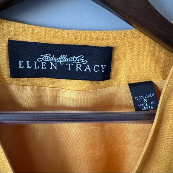 LINDA ALLARD X ELLEN TRACY MARIGOLD YELLOW LINEN BLAZER SIZE 6 - Picture 4 of 6